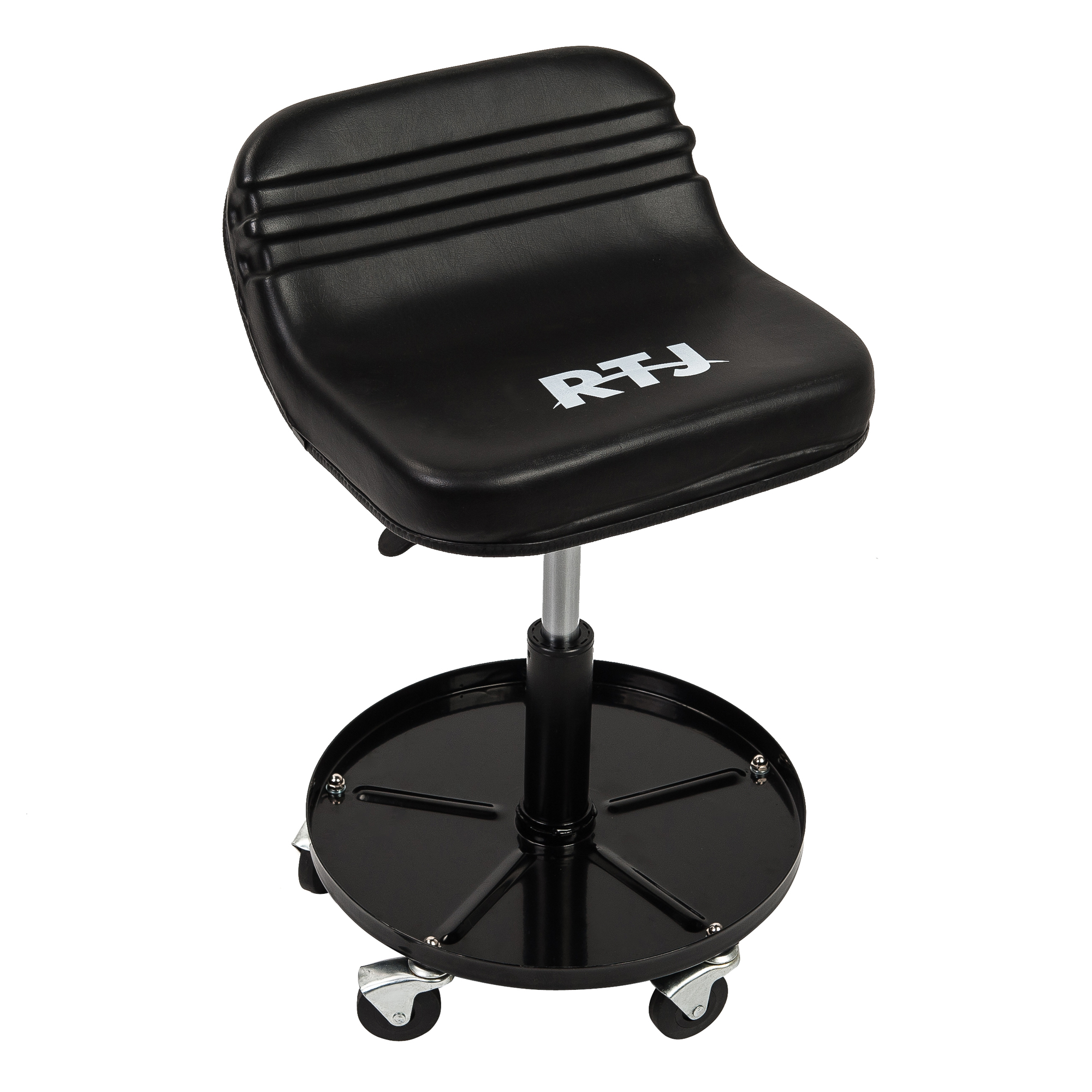 Adjustable Rolling Stool Black with 2.5-inch Heavy Duty Casters and Tool Tray ATRT 300-LB Capacity Pneumatic Mechanic Roller Seat 