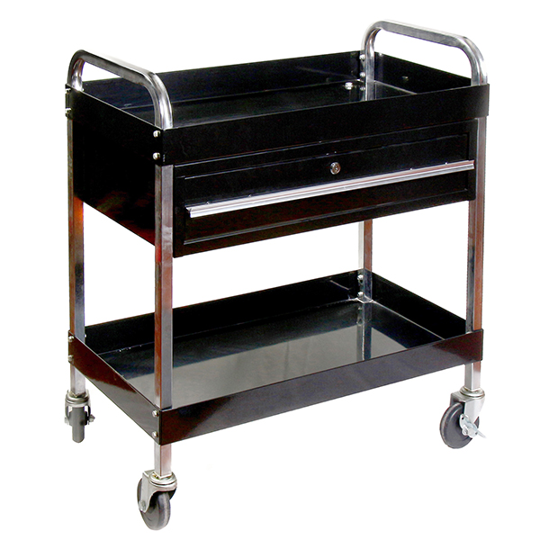 RTJ Service Cart Tool Cart with Locking Drawer 350 lbs Capacity, Jet Black