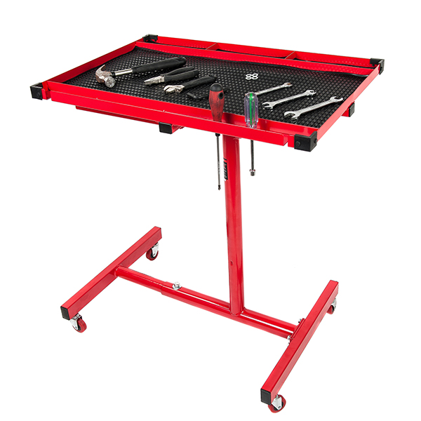 RTJ Roller Table Adjustable Rolling Work Table with Drawer, Red